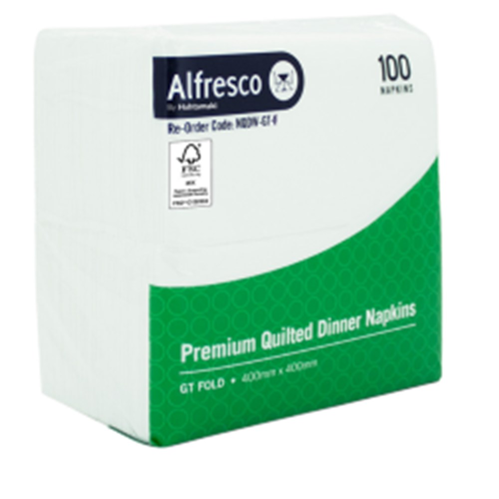 Napkins Dinner Quilted GT (Redifold) White x100