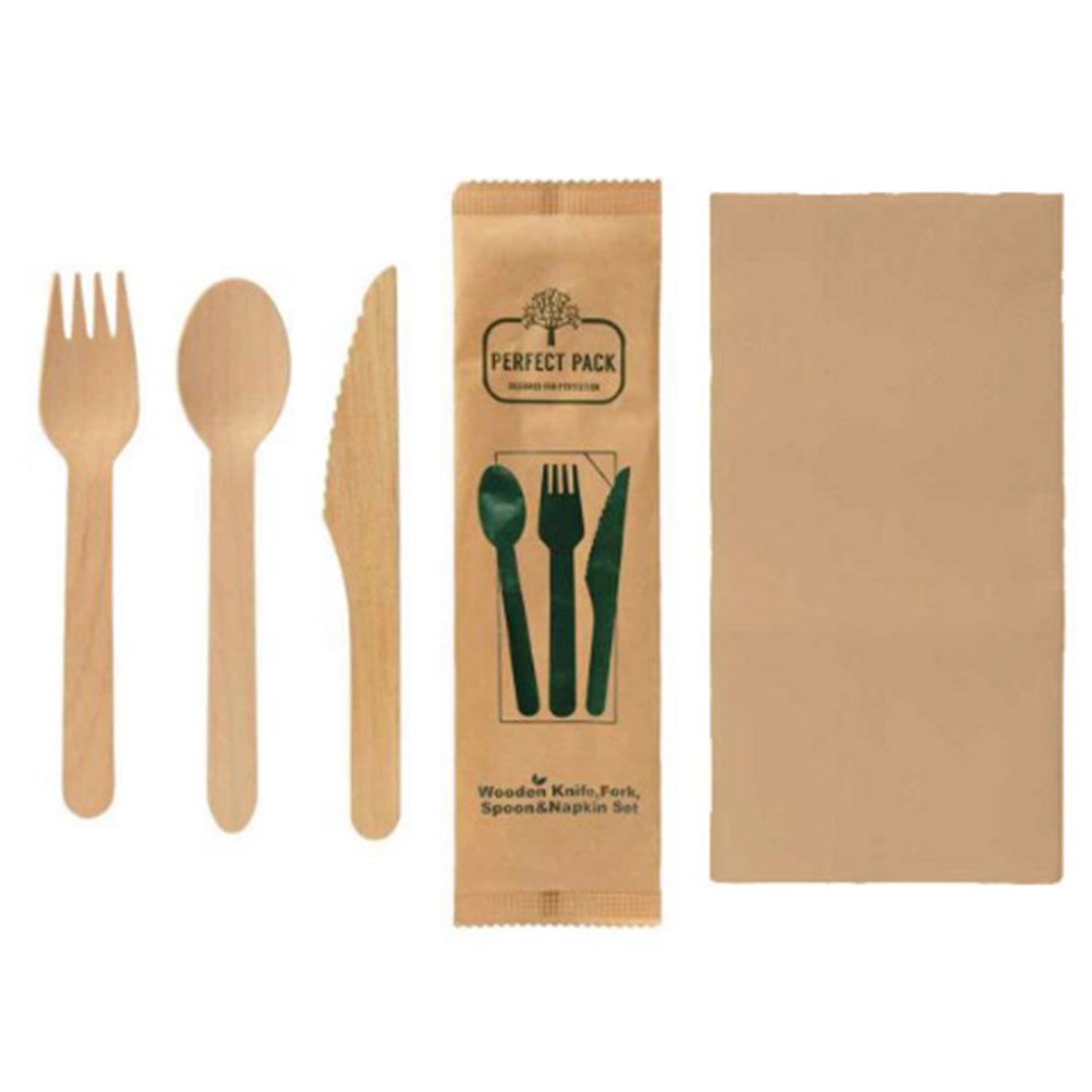 Wooden Knife/Fork/Spoon/Napkin Set x500