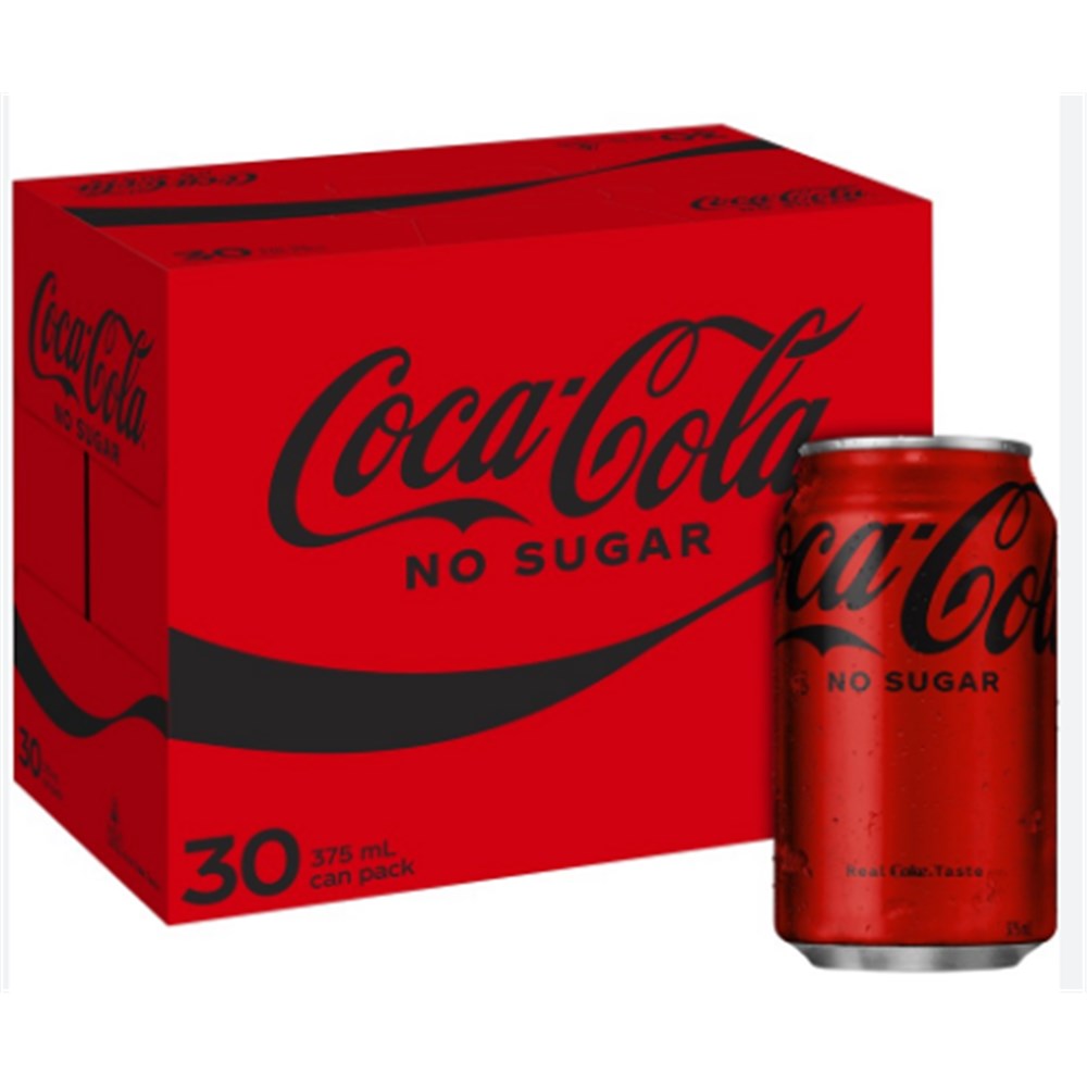 Coke No Sugar Cans 30 x 375ml