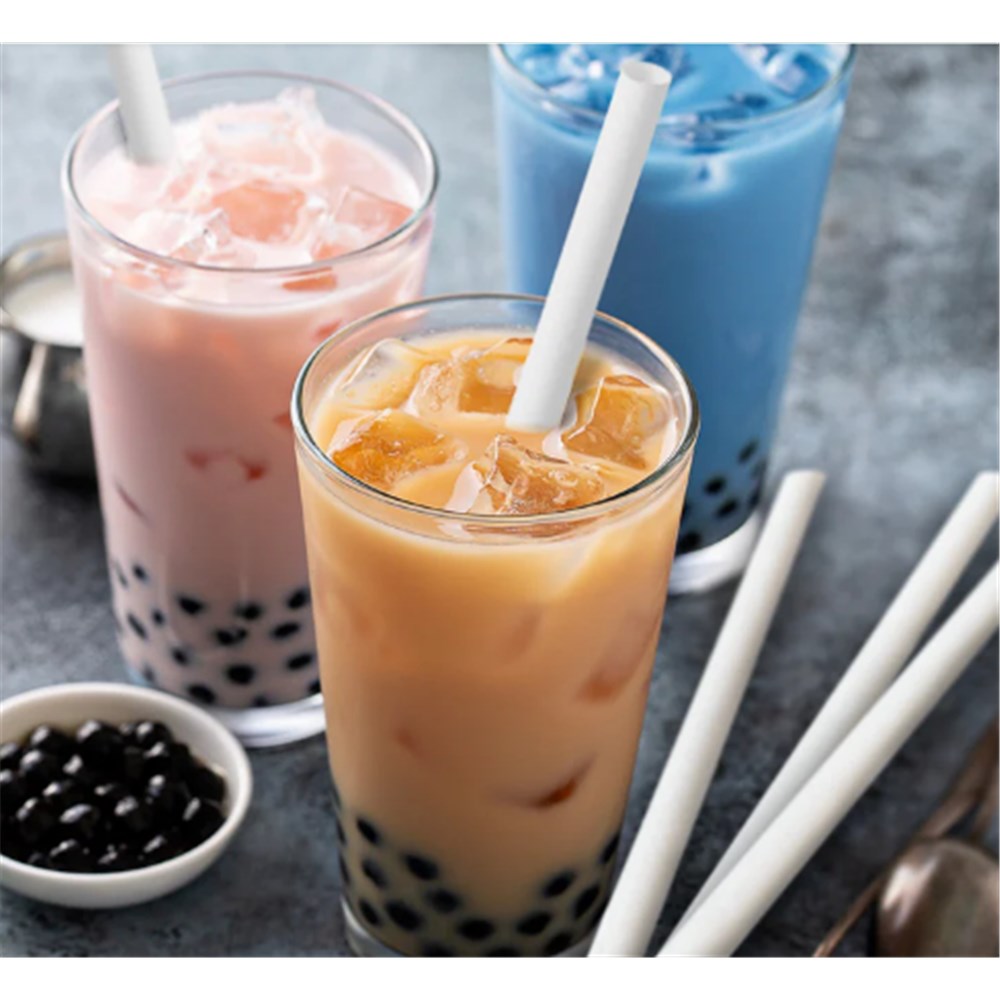 Straws Paper Bubble Tea White 5ply x1000