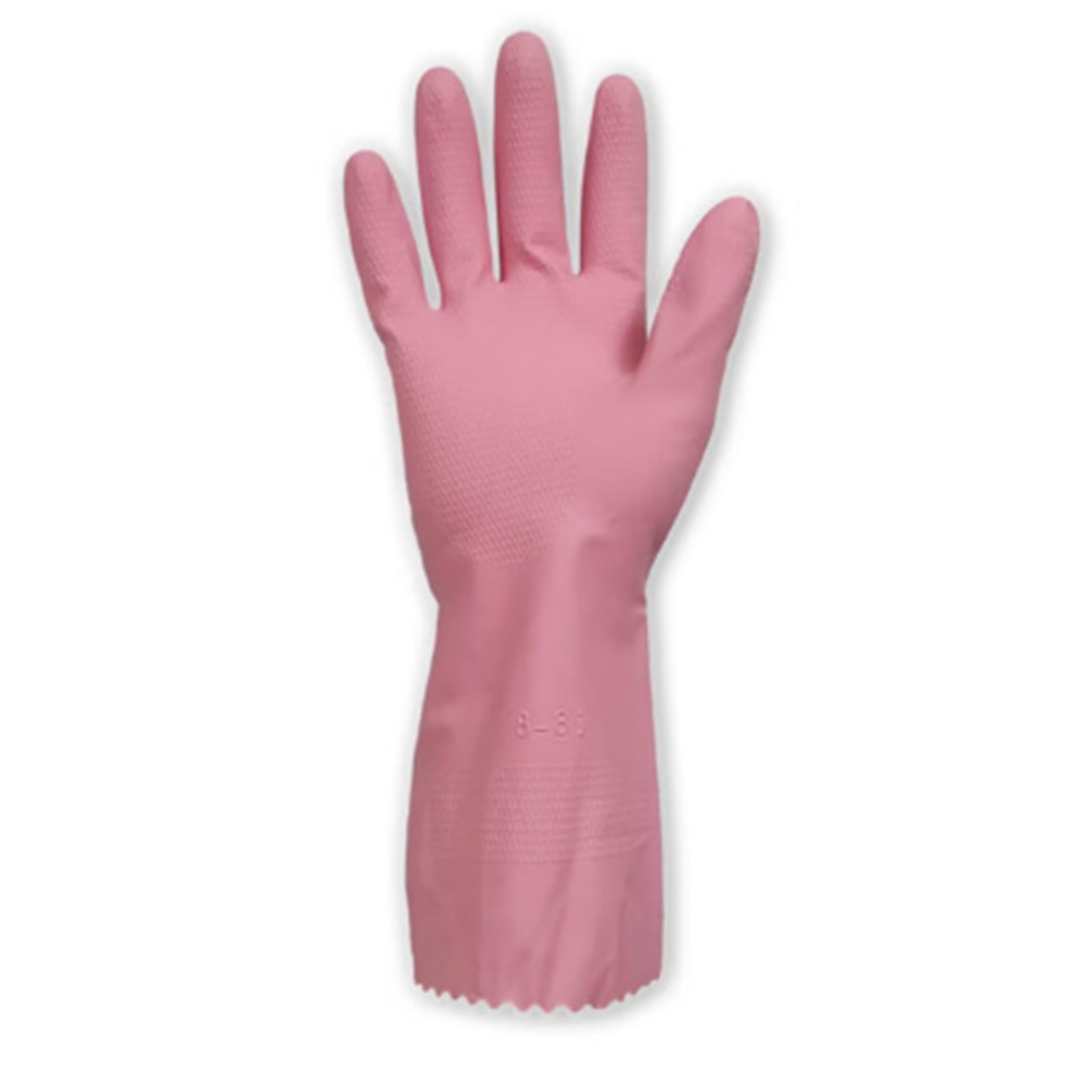 Gloves Pink Rubber Flocklined 9-9.5 Large x12