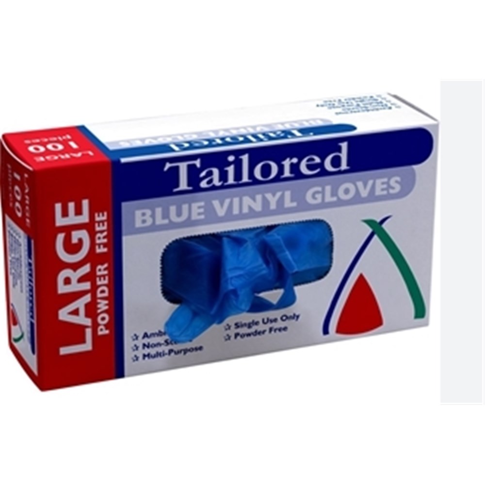 Gloves Vinyl Blue Powder Free Large x100