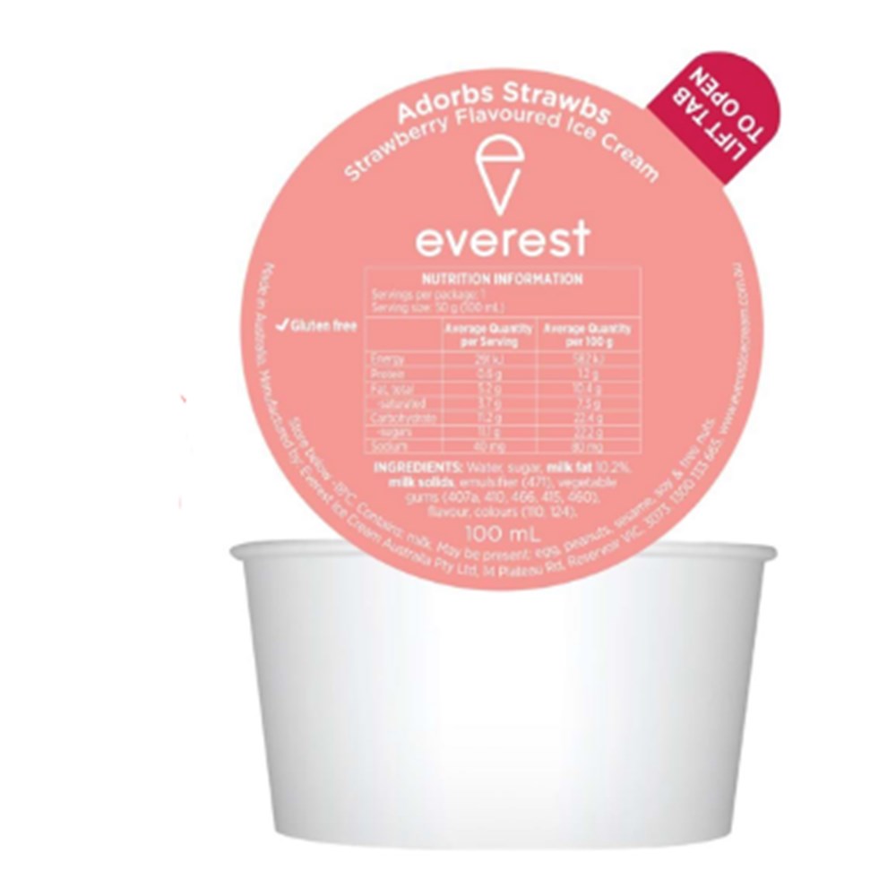 Ice Cream Dixie Cup Strawberry GFree 24x100ml