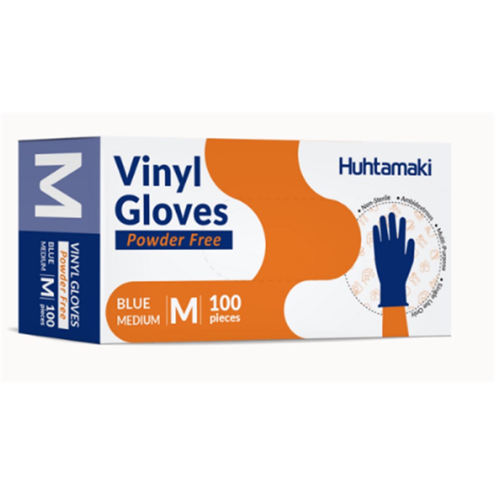 GLOVE MED VINYL BLUE POWDER FREE x 100 