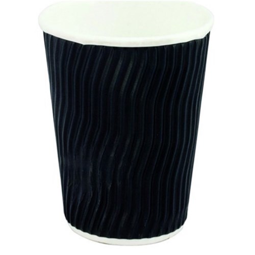 Cups Coffee 12oz 25's Black Cool Wave Wrap