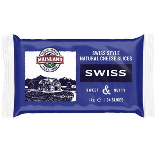 Cheese Slices Swiss 1kg 34 slices