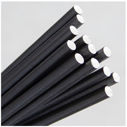 Straws Paper COCKTAIL Black (135mm x 6mm) x 250