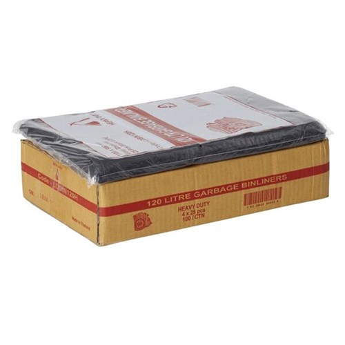 Bags Garbage Bin Liner H/Duty 120lt x 100 ea