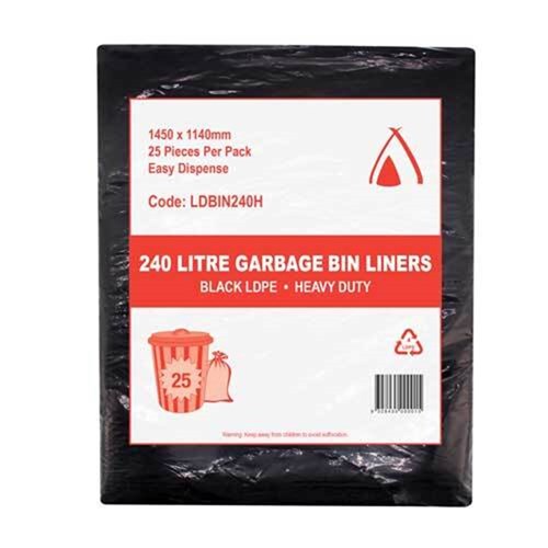 Bags Garbage Bin Liner H/Duty 240lt x 100 ea