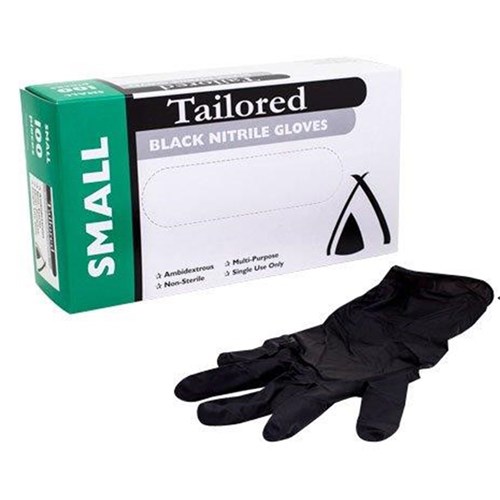 Gloves Nitrile Black Powder Free SMALL 100's 