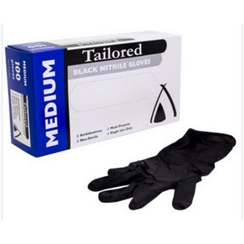 Gloves Nitrile Black Powder Free MEDIUM 100's 