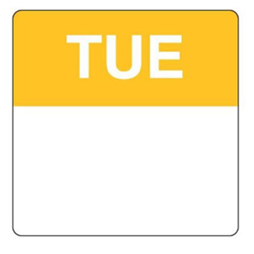 Labels Permanent Square 40mm TUESDAY x 500 each