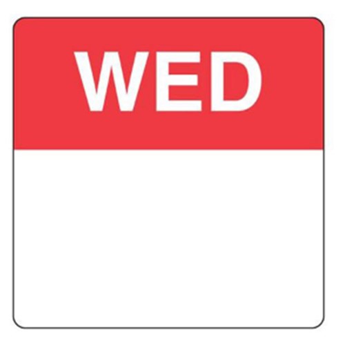 Labels Permanent Square 40mm WEDNESDAY x 500 each