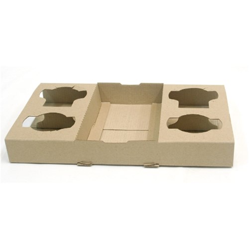 Cup Drink Tray 4 Cup Brown Cardboard 100's