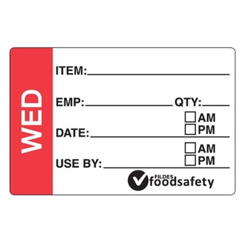 Label Permanent 49 x 75mm Prep - Wednesday