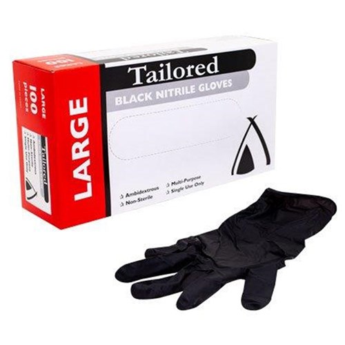 Gloves Nitrile Black Powder Free LARGE 100's 