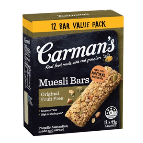 Muesli Bar Original Fruit-Free 12x45g