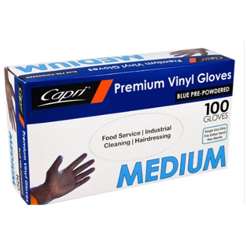 Gloves Vinyl Blue Medium x100