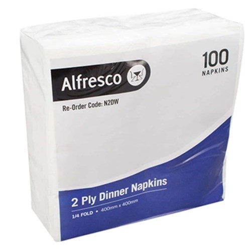 Napkin Dinner 2Ply White x1000