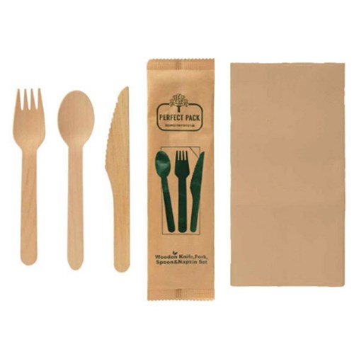 Wooden Knife/Fork/Spoon/Napkin Set x500
