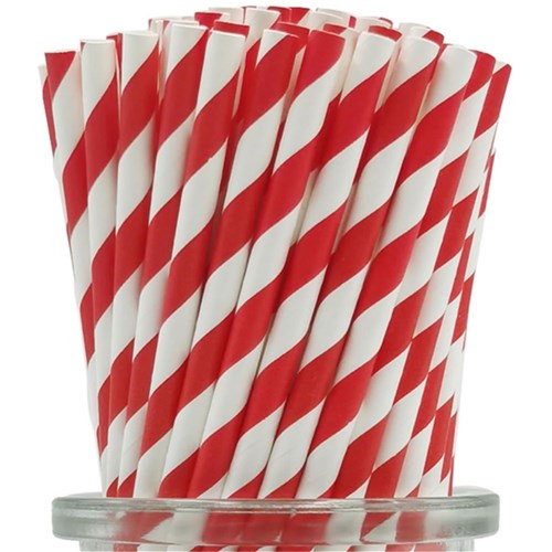 Straws Paper Red Regular Stripe x2500