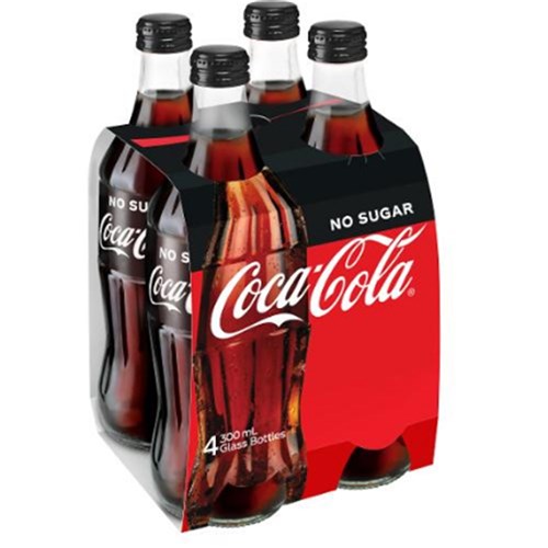 Coke No Sugar Glass Bottle 24 x 300ml