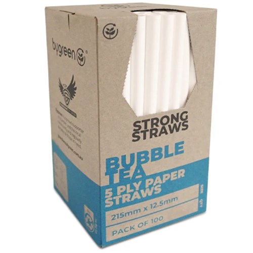 Straws Paper Bubble Tea White 5ply x1000