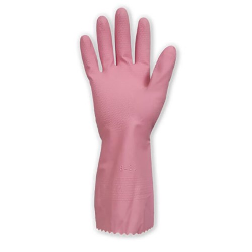 Gloves Pink Rubber Flocklined 9-9.5 Large x12