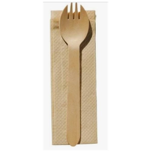 Wooden Spork & Napkin Set x500