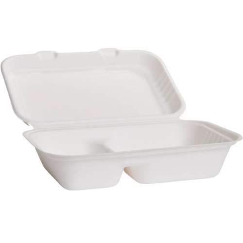 Sugarcane Snack Box Large White (2 Comp) x250