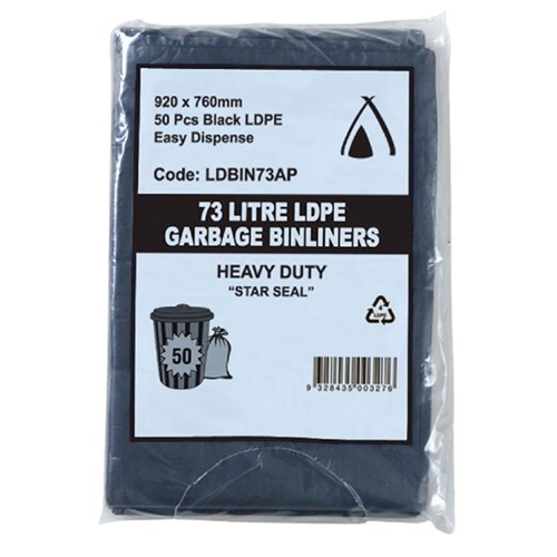 Bag Garbage Bin Liner Black H/Duty 73lt x250