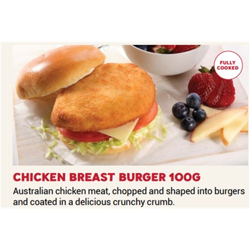 Chicken Burger Crumbed 100g - 5 x 1kg 