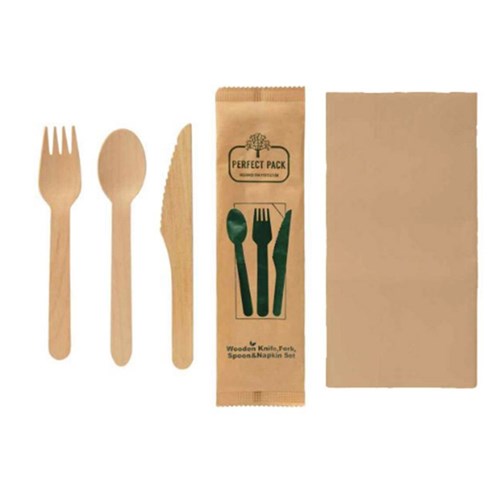 Wooden Knife/Fork/Spoon/Napkin Cutlery Set x400