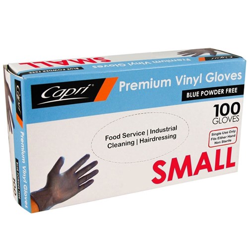 Gloves Vinyl Blue Powder Free Small x100