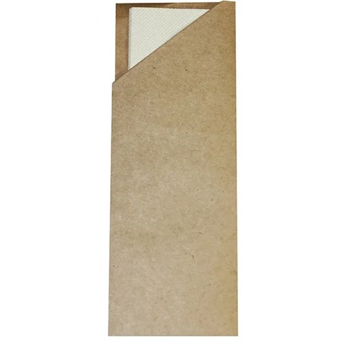 Cutlery Pocket Kraft W/Brown Napkin 1000's