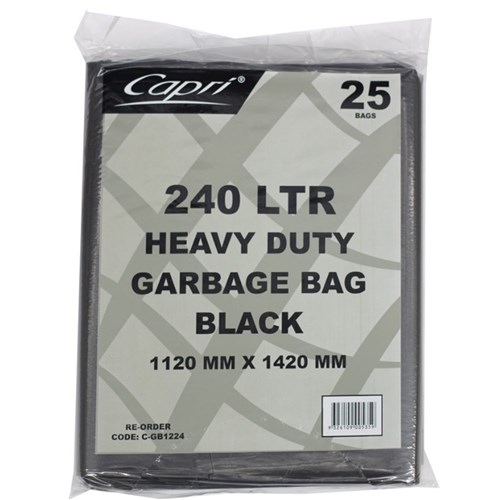 Bag Garbage Bin Liner Black H/Duty 240lt x100 