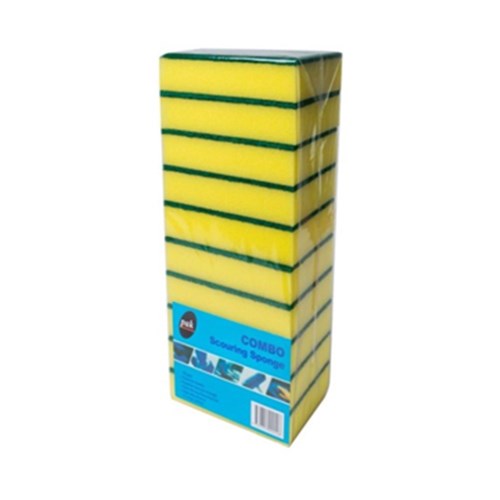 Scourer Sponge Yellow & Green Heavy Duty 10s