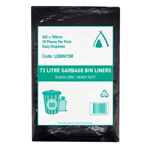 Bags Garbage Black W/D 50 x 73L