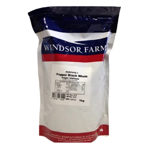 Peppercorn Black Whole 1kg Resealable Bag