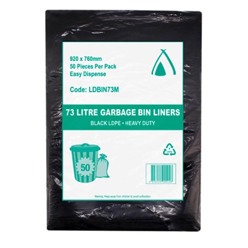 Bags Garbage Black 73L 50s Medium Duty