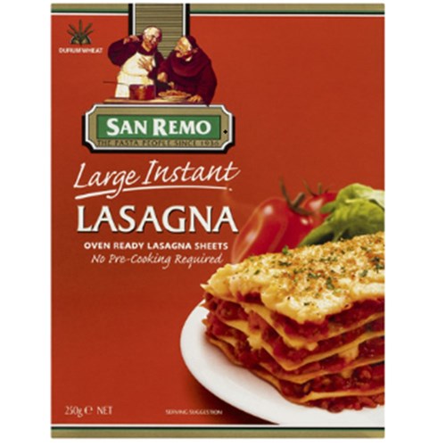 Pasta Lasagne Large Sheets Instant #100 250g